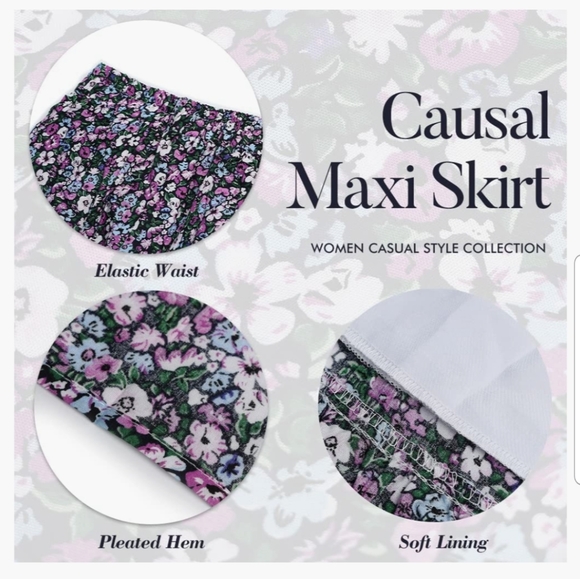 NWT KIRUNDO Summer High Waist Boho Floral Print Pleated Maxi Skir - Picture 5 of 9